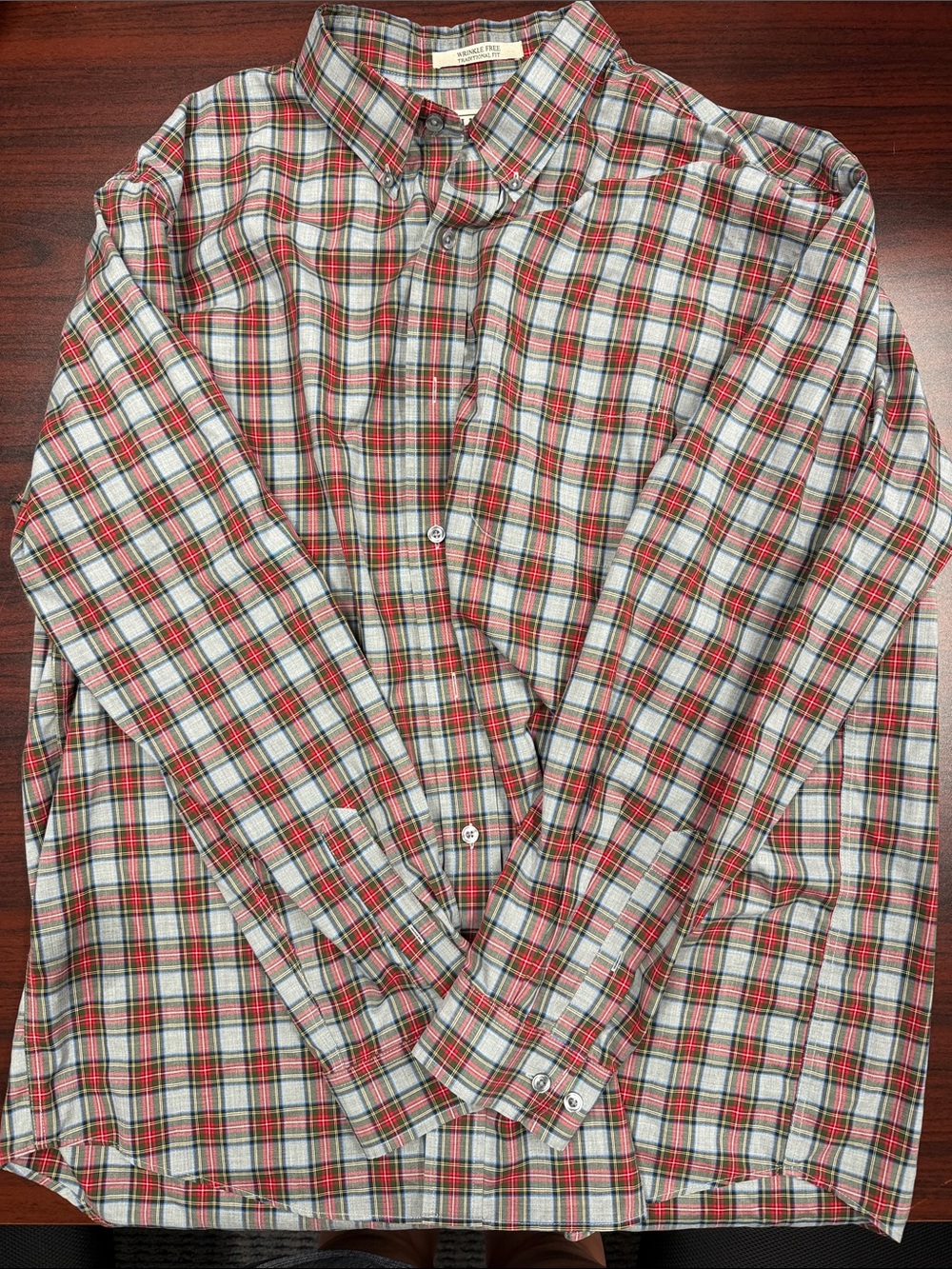 L.L. Bean Men's Button-Down Plaid Shirt in Red, Green, White